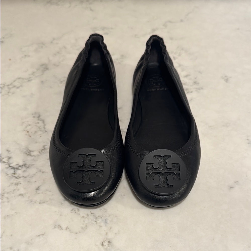 Tory Burch Black Leather Ballet Flats